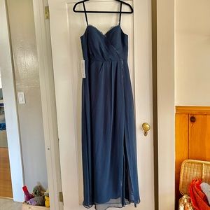 Azazie Tegan NWT Bridesmaid Dress Navy Blue A8